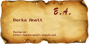 Berka Anett névjegykártya