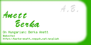 anett berka business card